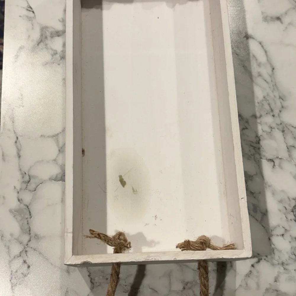 White Wooden Tray with Rope Handles